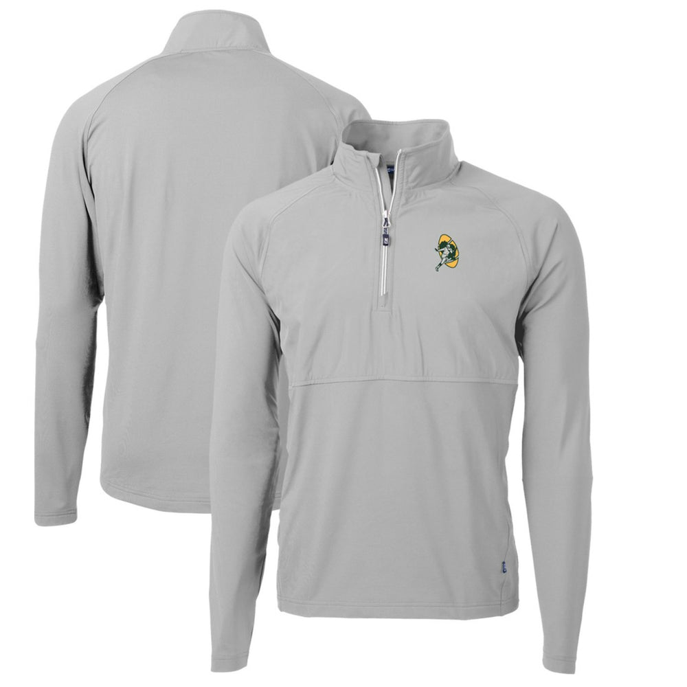 Green Bay Packers Cutter & Buck Adapt Eco Knit Hybrid Recycled Quarter-Zip Throwback Pullover Top - Gray on sale