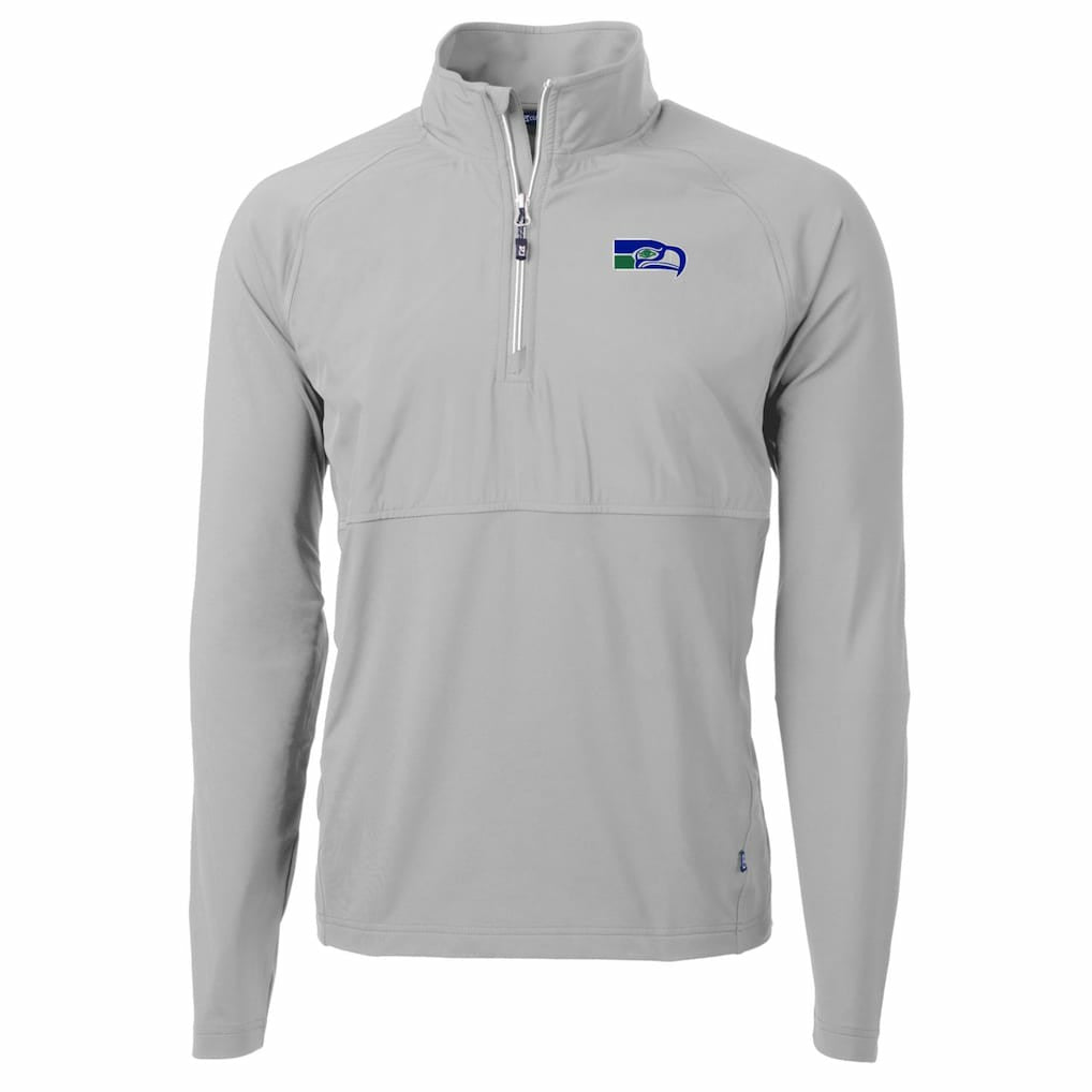 Seattle Seahawks Cutter & Buck Adapt Eco Knit Hybrid Recycled Quarter-Zip Throwback Pullover Top - Gray cheap