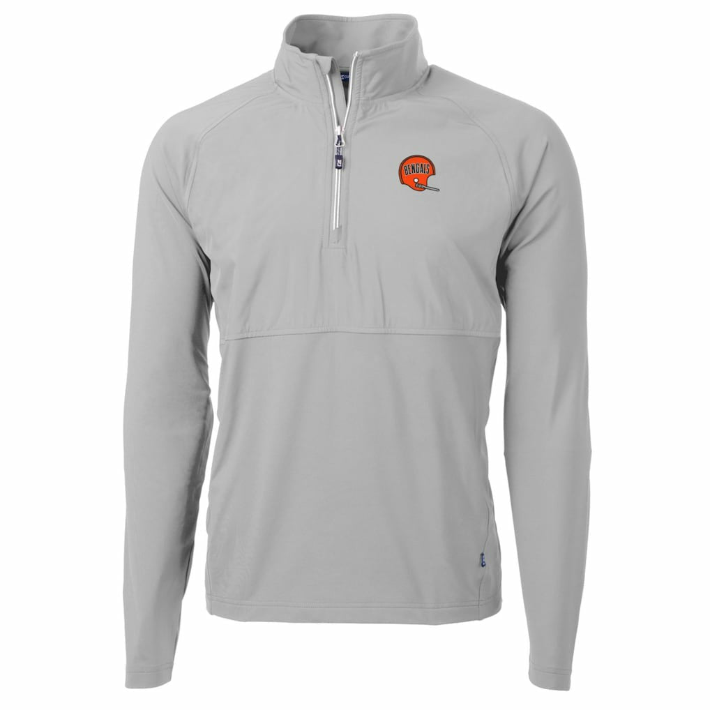 Cincinnati Bengals Cutter & Buck Adapt Eco Knit Hybrid Recycled Quarter-Zip Throwback Pullover Top - Gray sale