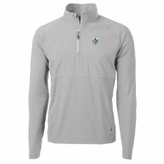 Los Angeles Chargers Cutter & Buck Adapt Eco Knit Hybrid Recycled Quarter-Zip Throwback Pullover Top - Gray sale