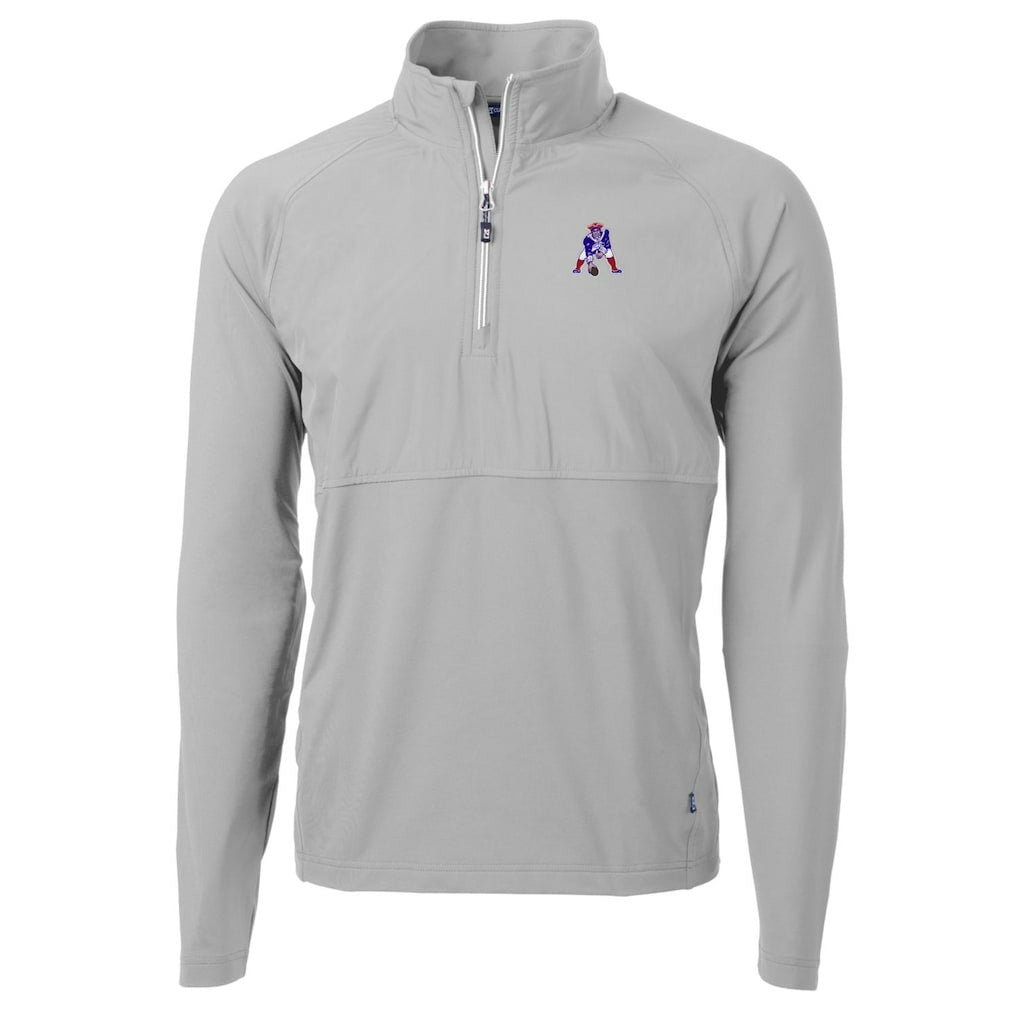 New England Patriots Cutter & Buck Adapt Eco Knit Hybrid Recycled Quarter-Zip Throwback Pullover Top - Gray discount