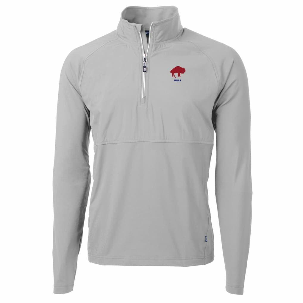 Buffalo Bills Cutter & Buck Adapt Eco Knit Hybrid Recycled Quarter-Zip Throwback Pullover Top - Gray outlet