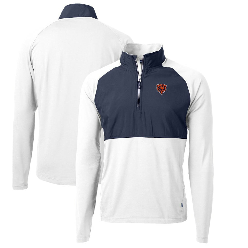 Chicago Bears Cutter & Buck Adapt Eco Knit Hybrid Recycled Quarter-Zip Throwback Pullover Top - White/Navy online