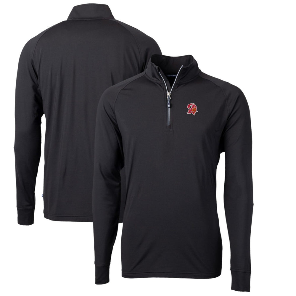 Tampa Bay Buccaneers Cutter & Buck Adapt Eco Knit Stretch Recycled Quarter-Zip Throwback Pullover Top - Black for sale