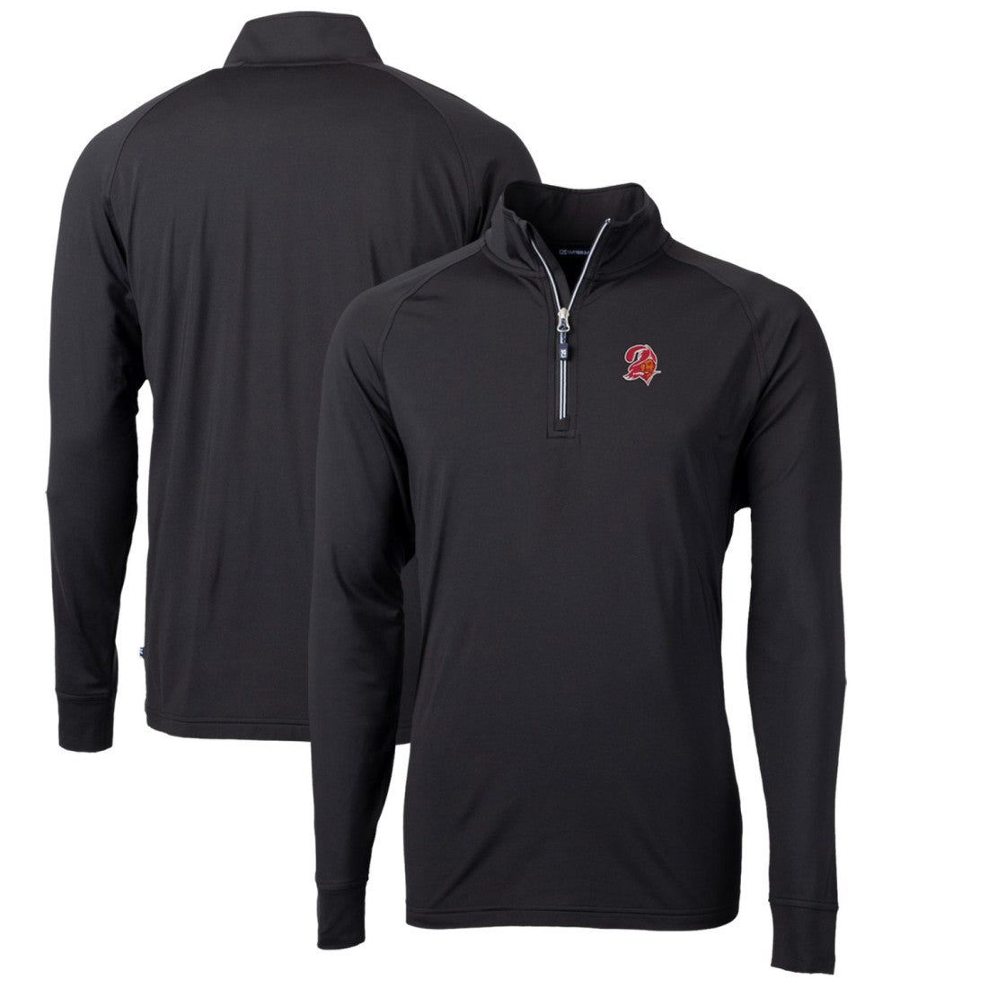Tampa Bay Buccaneers Cutter & Buck Adapt Eco Knit Stretch Recycled Quarter-Zip Throwback Pullover Top - Black for sale
