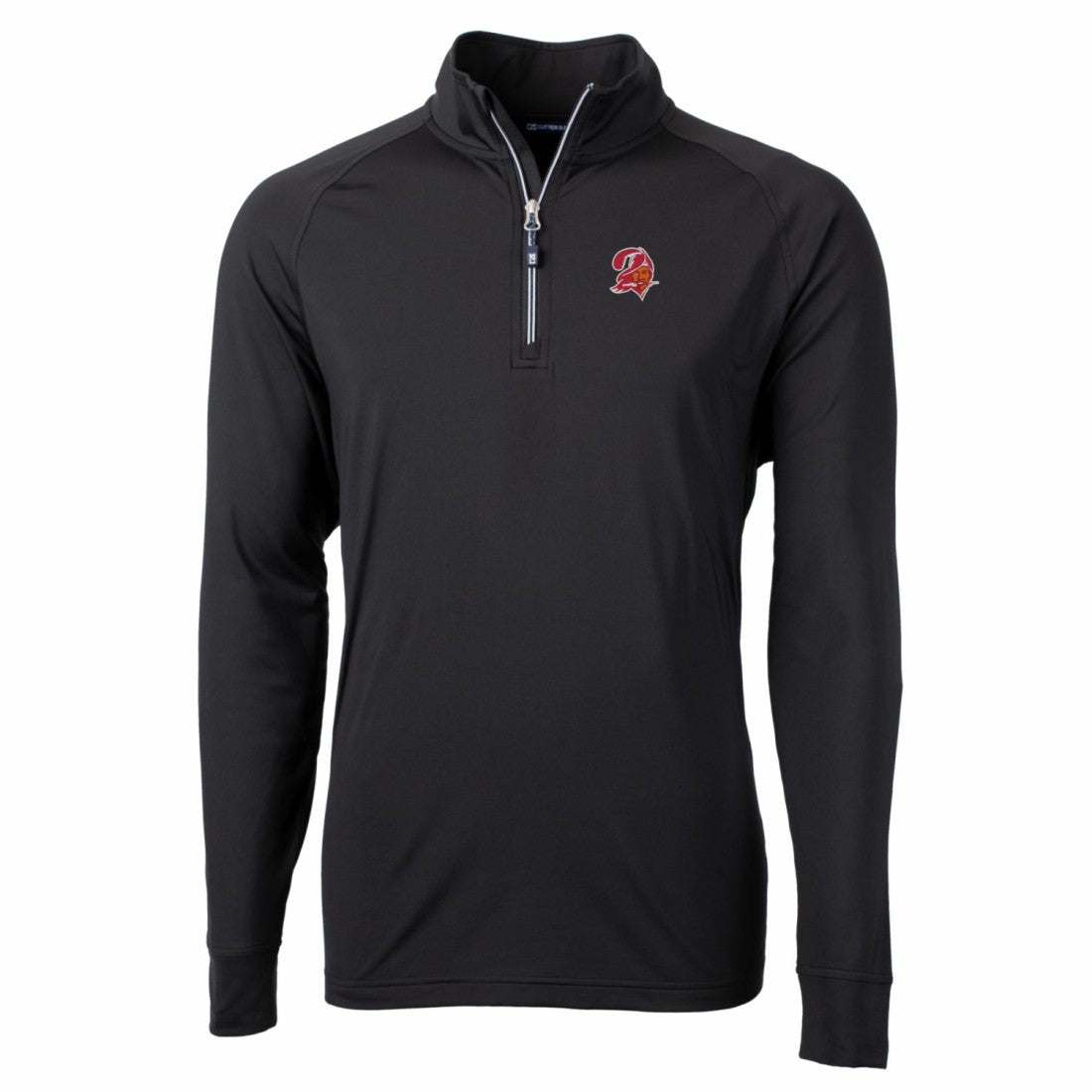 Tampa Bay Buccaneers Cutter & Buck Adapt Eco Knit Stretch Recycled Quarter-Zip Throwback Pullover Top - Black for sale