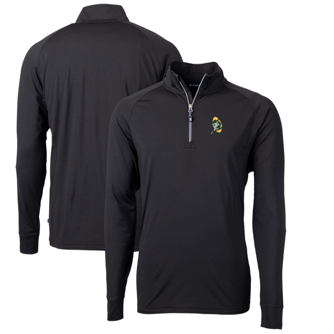 Green Bay Packers Cutter & Buck Adapt Eco Knit Stretch Recycled Quarter-Zip Throwback Pullover Top - Black outlet