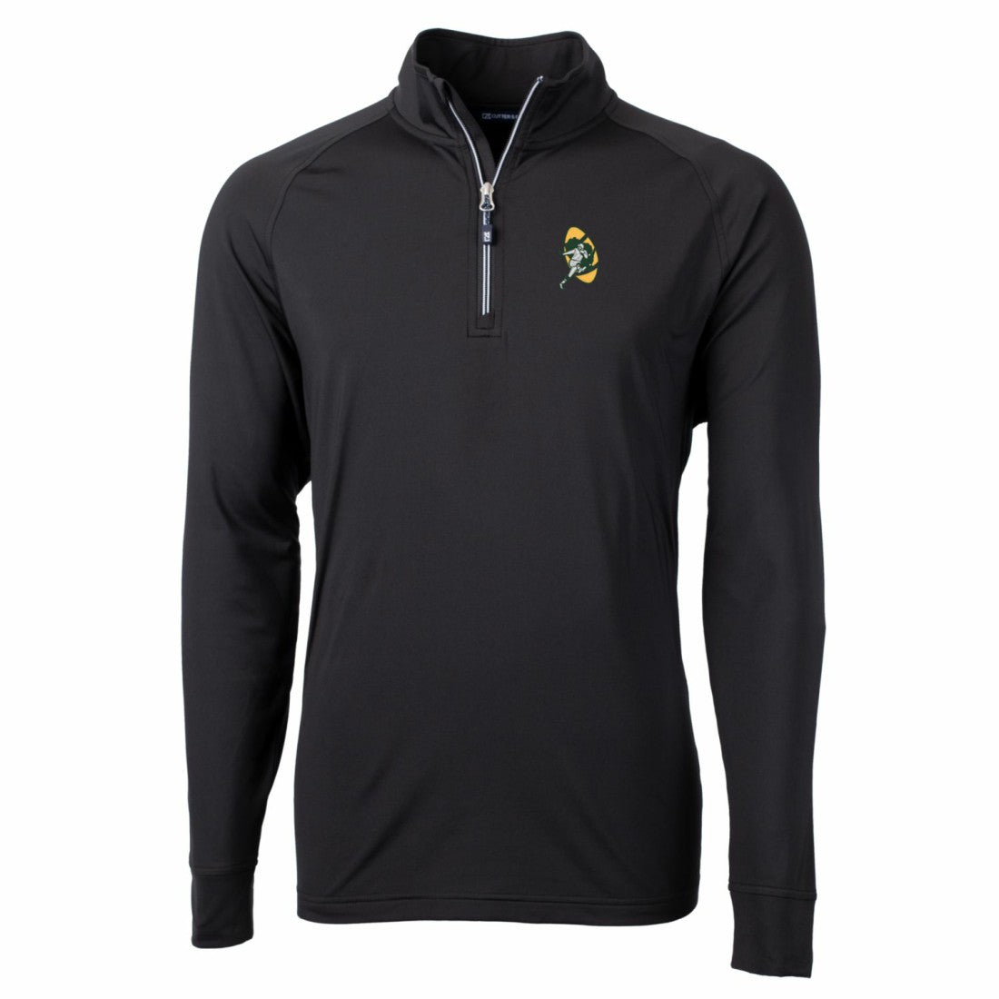 Green Bay Packers Cutter & Buck Adapt Eco Knit Stretch Recycled Quarter-Zip Throwback Pullover Top - Black outlet