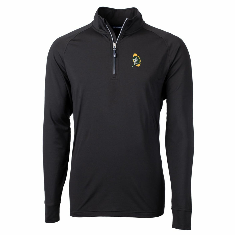 Green Bay Packers Cutter & Buck Adapt Eco Knit Stretch Recycled Quarter-Zip Throwback Pullover Top - Black outlet