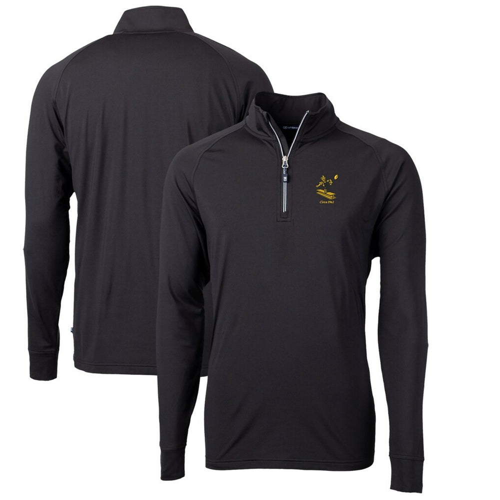 Pittsburgh Steelers Cutter & Buck Adapt Eco Knit Stretch Recycled Quarter-Zip Throwback Pullover Top - Black cheap