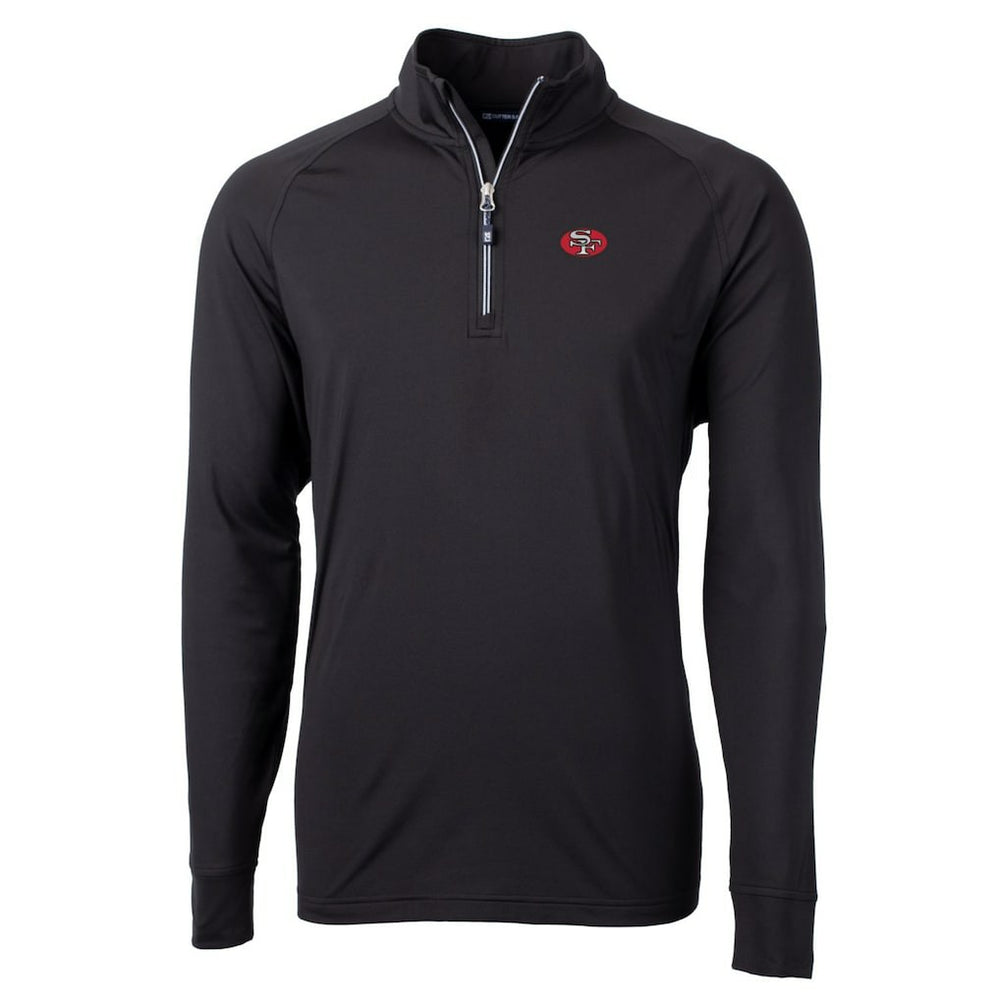San Francisco 49ers Cutter & Buck Adapt Eco Knit Stretch Recycled Quarter-Zip Throwback Pullover Top - Black cheap
