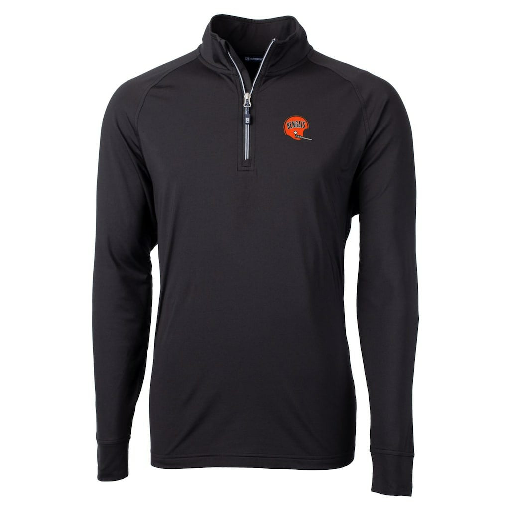 Cincinnati Bengals Cutter & Buck Adapt Eco Knit Stretch Recycled Quarter-Zip Throwback Pullover Top - Black discount