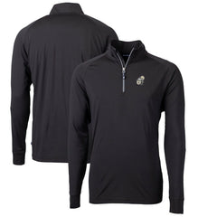 New Orleans Saints Cutter & Buck Adapt Eco Knit Stretch Recycled Quarter-Zip Throwback Pullover Top - Black sale