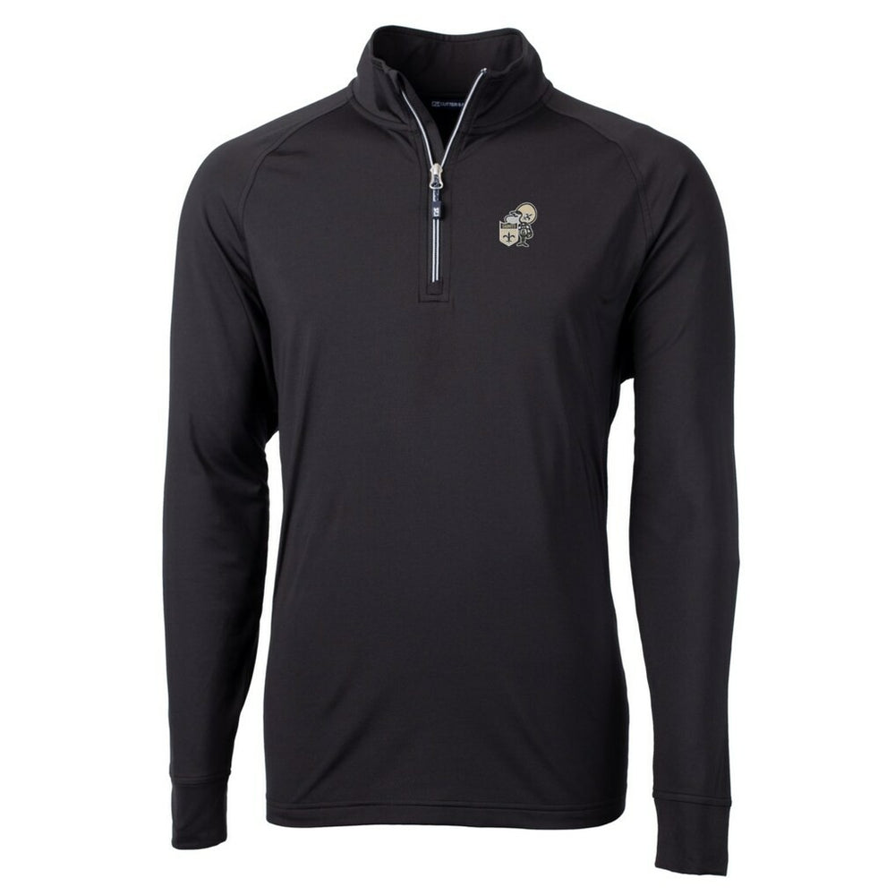 New Orleans Saints Cutter & Buck Adapt Eco Knit Stretch Recycled Quarter-Zip Throwback Pullover Top - Black sale