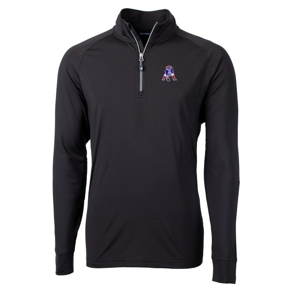 New England Patriots Cutter & Buck Adapt Eco Knit Stretch Recycled Quarter-Zip Throwback Pullover Top - Black cheap