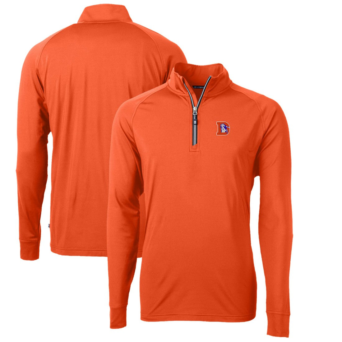 Denver Broncos Cutter & Buck Adapt Eco Knit Stretch Recycled Quarter-Zip Throwback Pullover Top - Orange sale