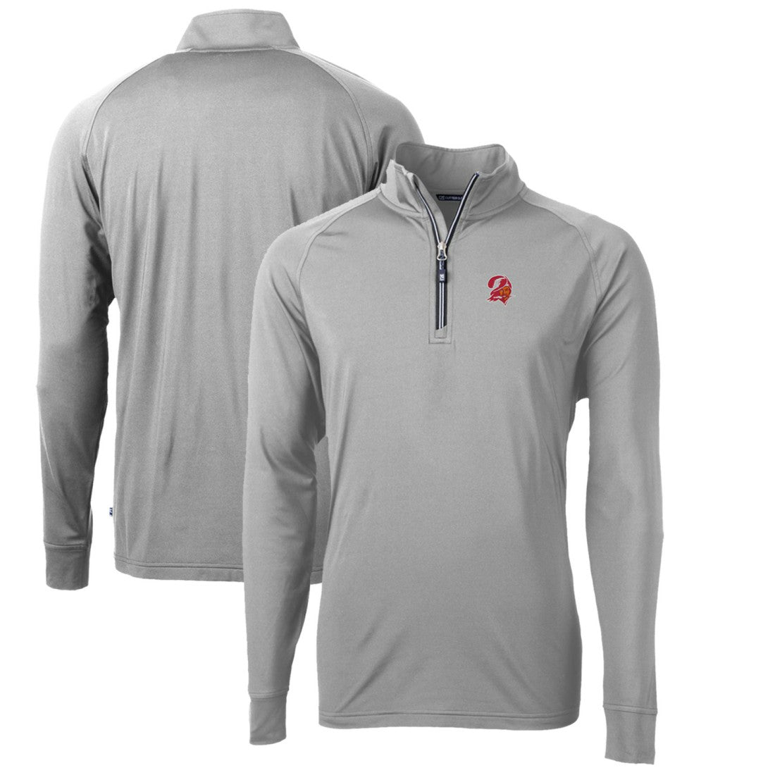 Tampa Bay Buccaneers Cutter & Buck Adapt Eco Knit Stretch Recycled Quarter-Zip Throwback Pullover Top - Pewter cheap