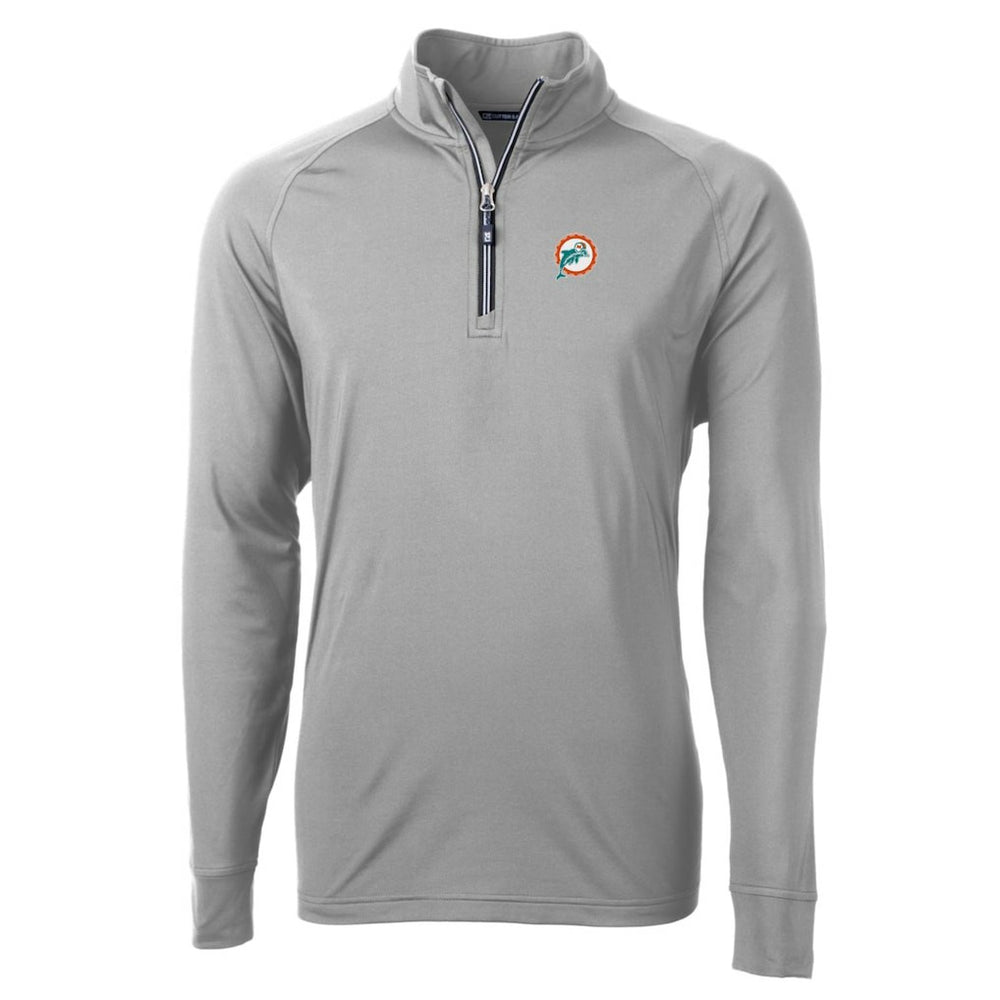 Miami Dolphins Cutter & Buck Adapt Eco Knit Stretch Recycled Quarter-Zip Throwback Pullover Top - Gray sale