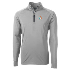 Miami Dolphins Cutter & Buck Adapt Eco Knit Stretch Recycled Quarter-Zip Throwback Pullover Top - Gray sale
