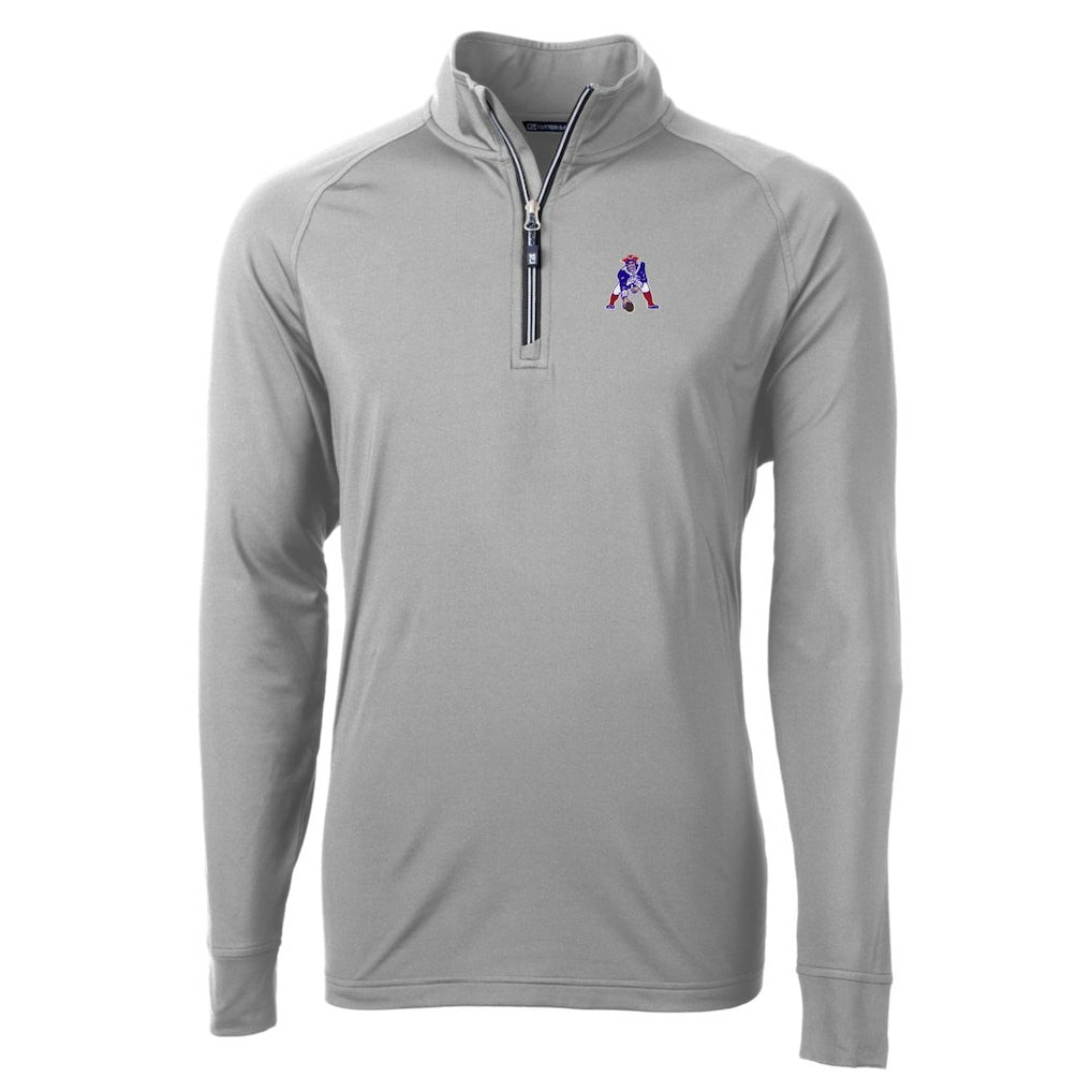 New England Patriots Cutter & Buck Adapt Eco Knit Stretch Recycled Quarter-Zip Throwback Pullover Top - Gray outlet