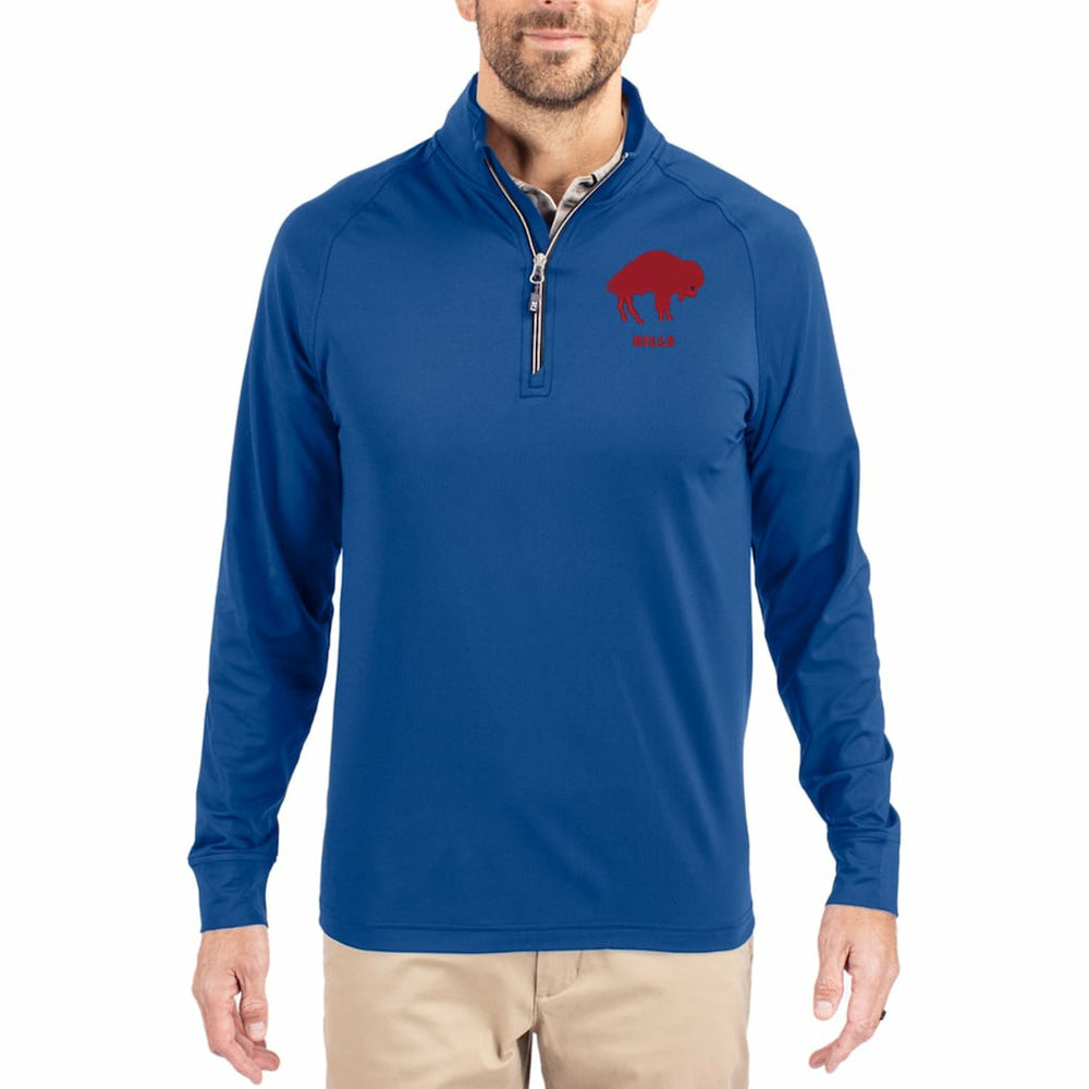 Buffalo Bills Cutter & Buck Adapt Eco Knit Stretch Recycled Quarter-Zip Throwback Pullover Top - Royal online
