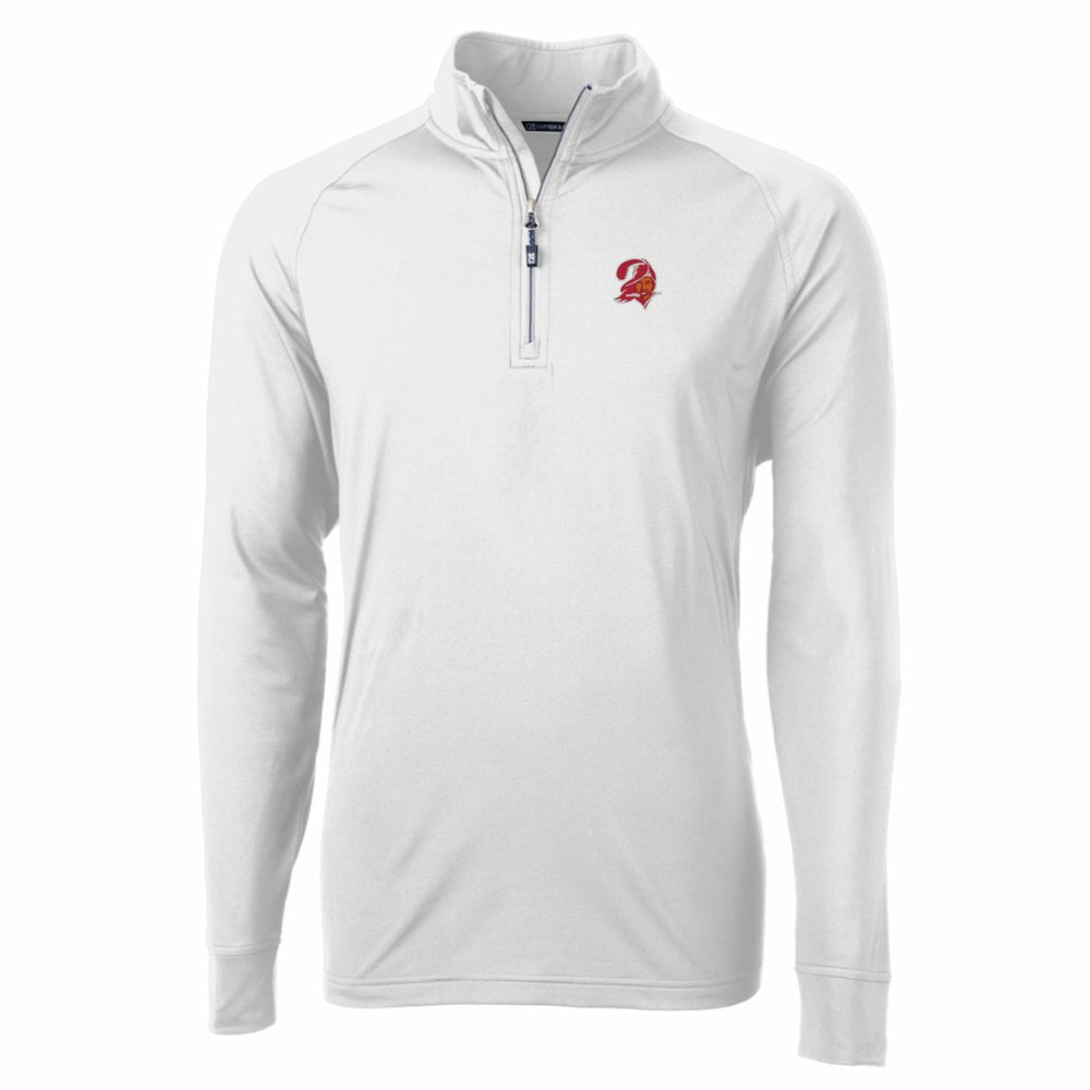 Tampa Bay Buccaneers Cutter & Buck Adapt Eco Knit Stretch Recycled Quarter-Zip Throwback Pullover Top - White discount