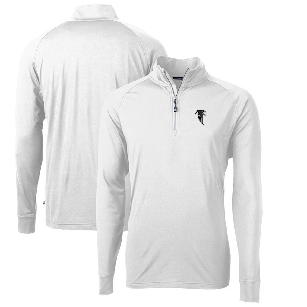 Atlanta Falcons Cutter & Buck Adapt Eco Knit Stretch Recycled Quarter-Zip Throwback Pullover Top - White sale