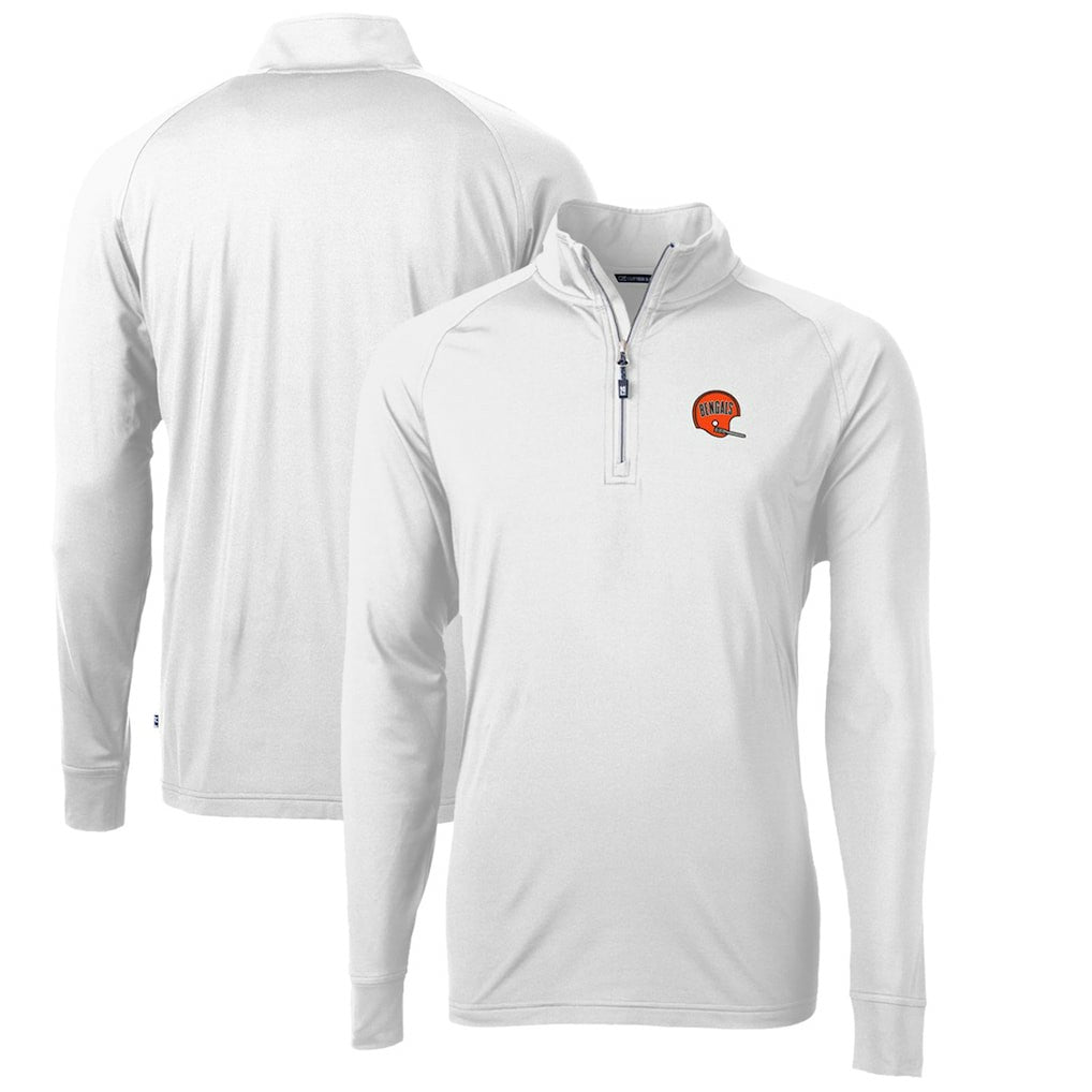 Cincinnati Bengals Cutter & Buck Adapt Eco Knit Stretch Recycled Quarter-Zip Throwback Pullover Top - White online