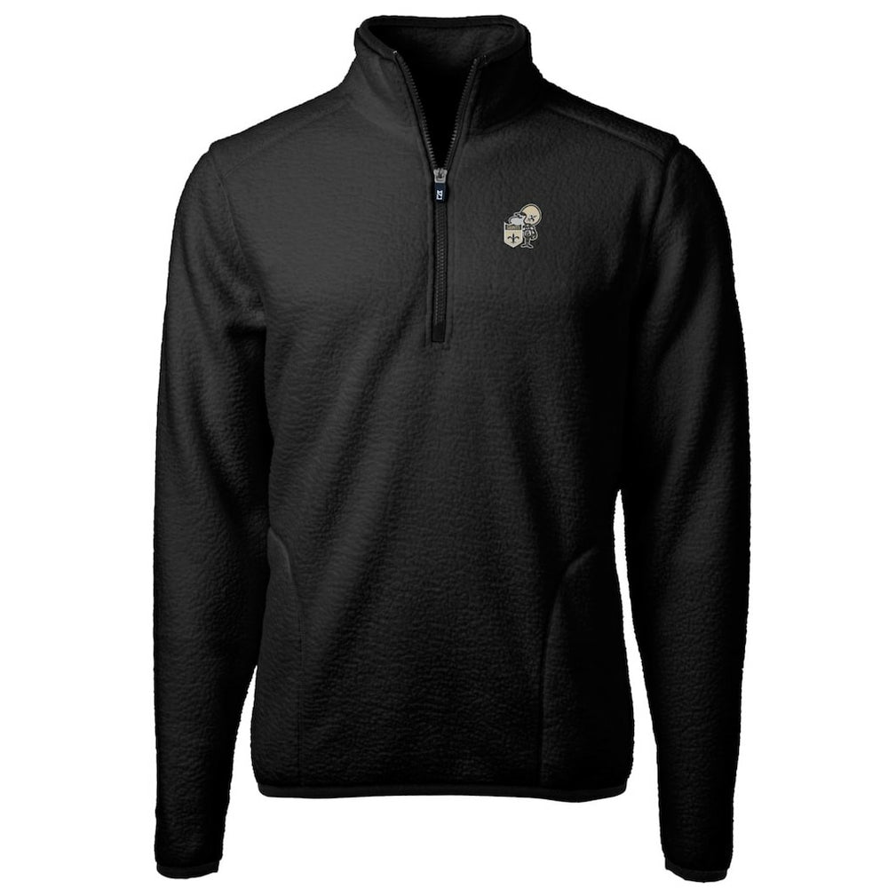 New Orleans Saints Cutter & Buck Throwback Eco Sherpa Fleece Quarter-Zip Pullover Jacket - Black sale