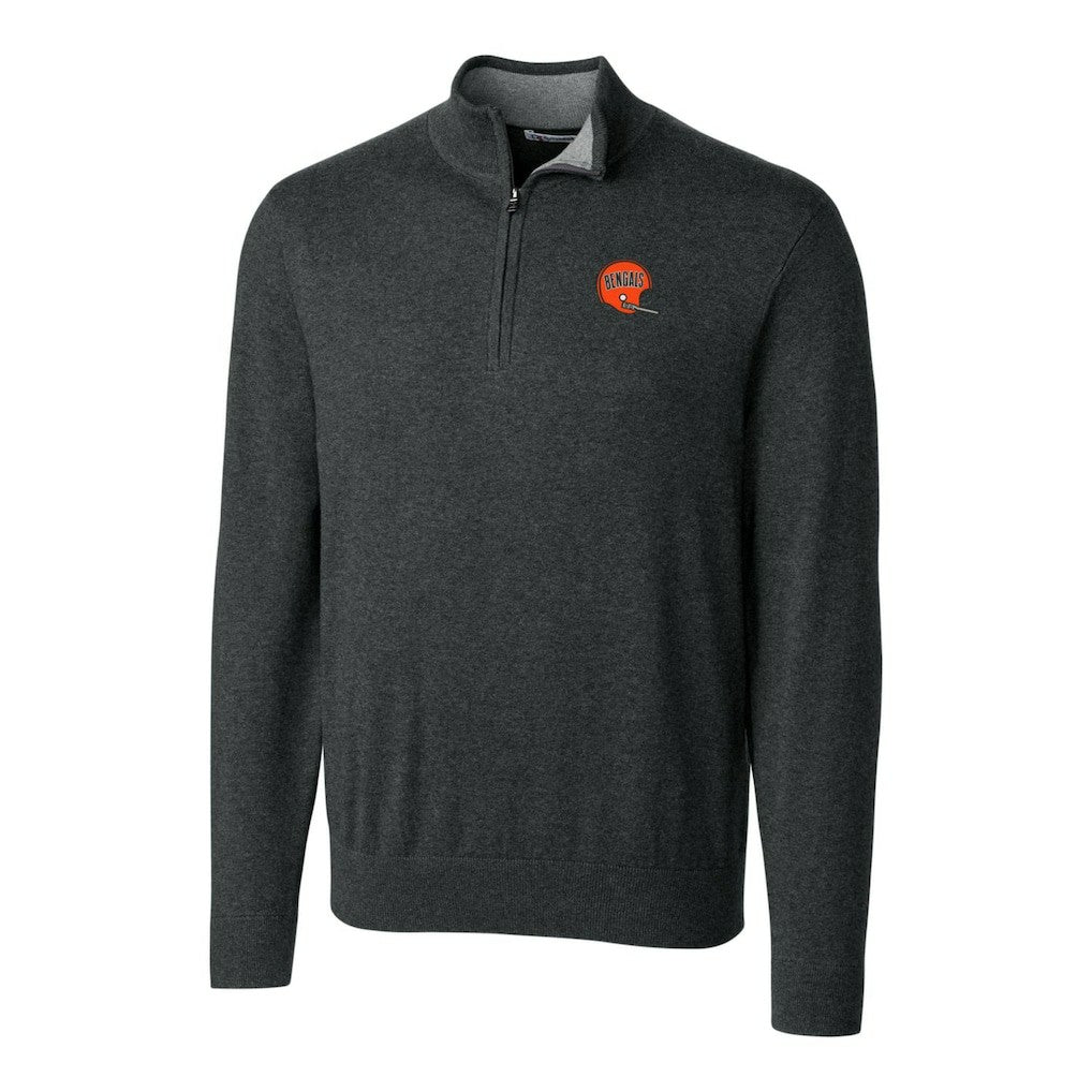 Cincinnati Bengals Cutter & Buck Throwback Logo Lakemont Tri-Blend Quarter-Zip Pullover Sweater - Heather Charcoal outlet