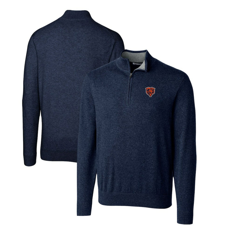 Chicago Bears Cutter & Buck Throwback Logo Lakemont Tri-Blend Quarter-Zip Pullover Sweater - Navy for sale