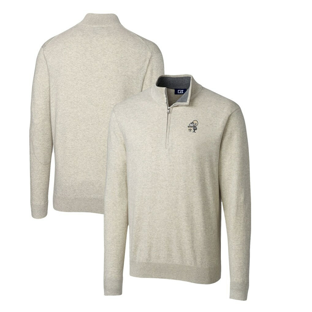 New Orleans Saints Cutter & Buck Throwback Logo Lakemont Tri-Blend Quarter-Zip Pullover Sweater - Oatmeal for sale