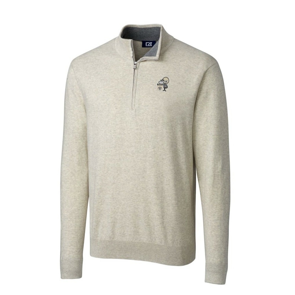 New Orleans Saints Cutter & Buck Throwback Logo Lakemont Tri-Blend Quarter-Zip Pullover Sweater - Oatmeal for sale