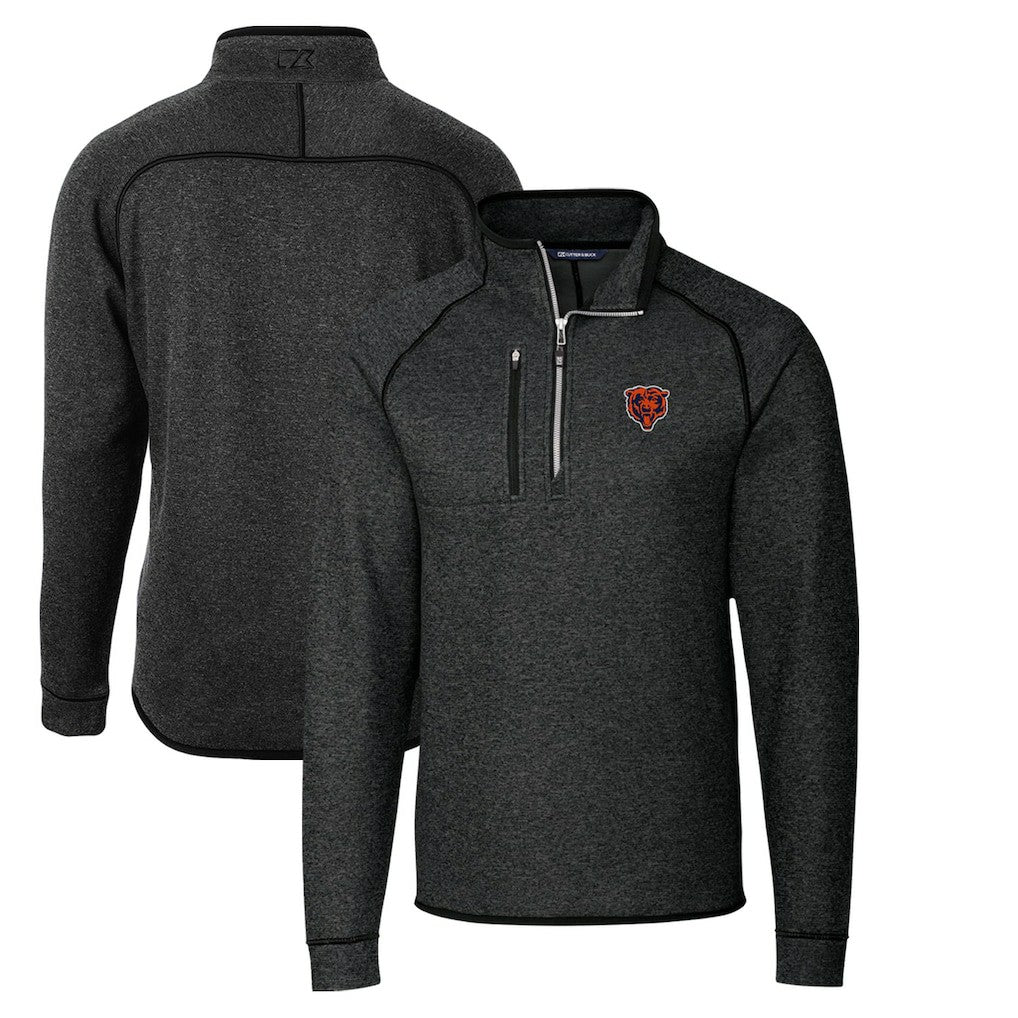 Chicago Bears Cutter & Buck Throwback Logo Mainsail Sweater-Knit Half-Zip Pullover Jacket - Heather Charcoal sale