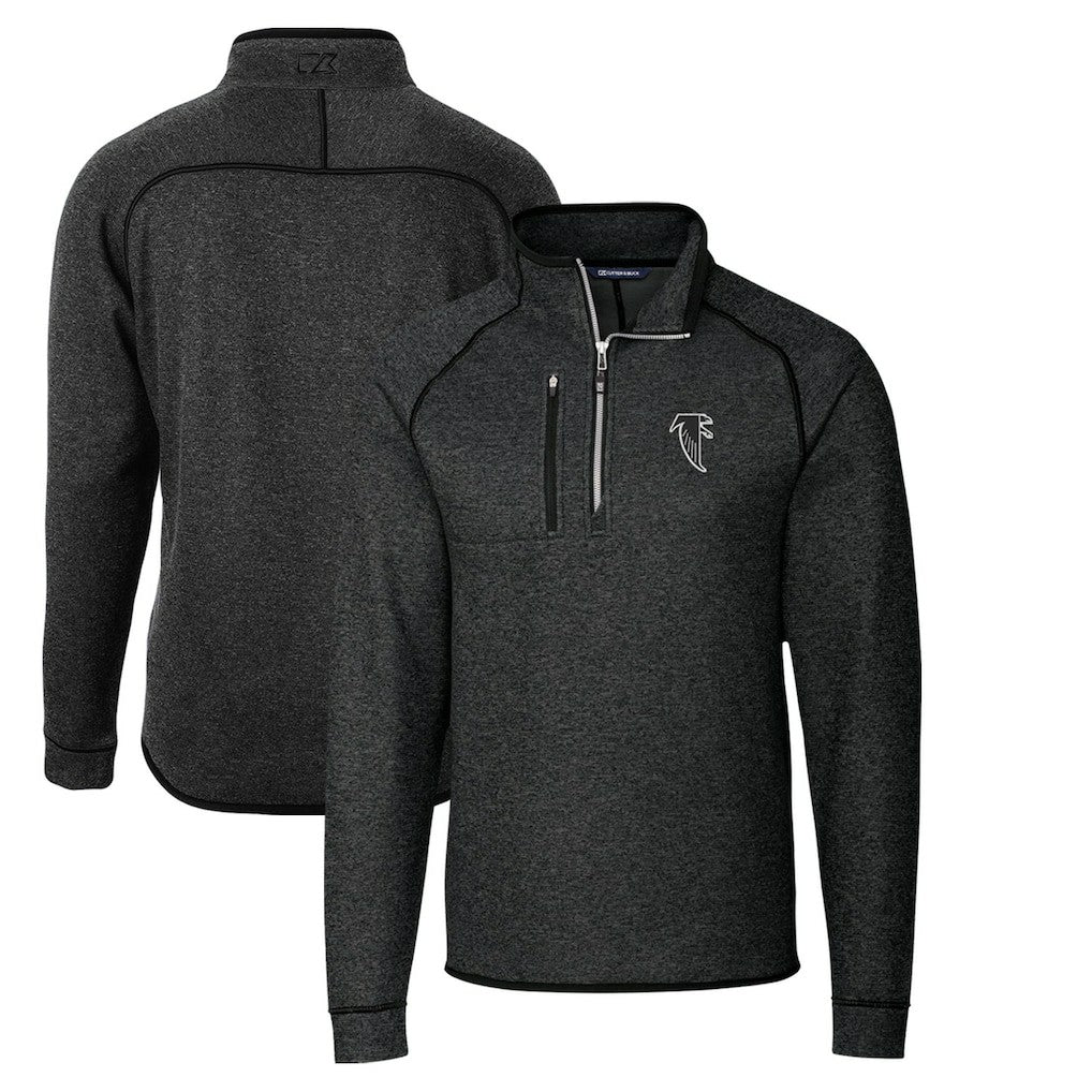 Atlanta Falcons Cutter & Buck Throwback Logo Mainsail Sweater-Knit Half-Zip Pullover Jacket - Heather Charcoal online