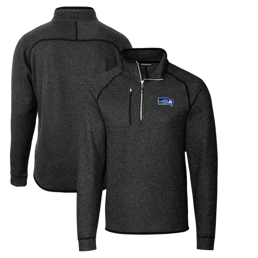 Seattle Seahawks Cutter & Buck Throwback Logo Mainsail Sweater-Knit Half-Zip Pullover Jacket - Heather Charcoal sale