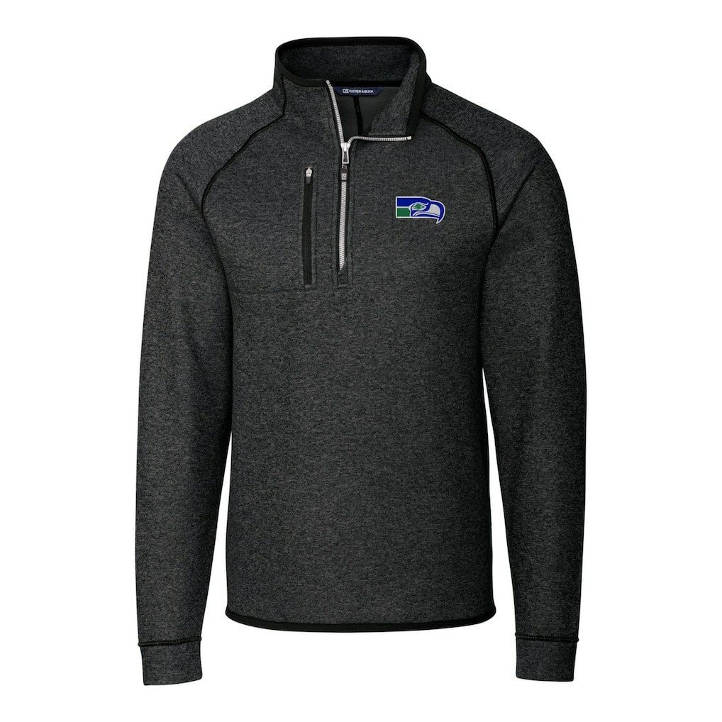 Seattle Seahawks Cutter & Buck Throwback Logo Mainsail Sweater-Knit Half-Zip Pullover Jacket - Heather Charcoal sale