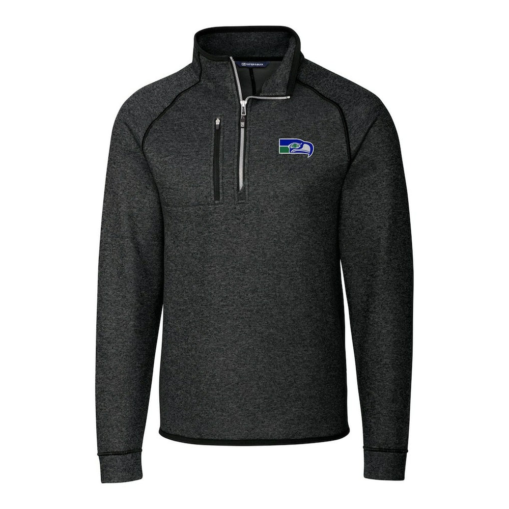 Seattle Seahawks Cutter & Buck Throwback Logo Mainsail Sweater-Knit Half-Zip Pullover Jacket - Heather Charcoal sale
