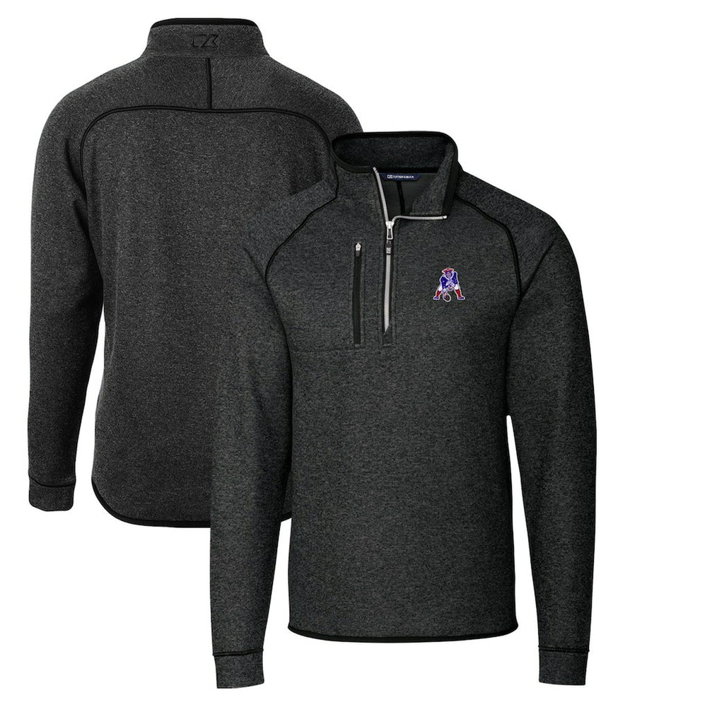 New England Patriots Cutter & Buck Throwback Logo Mainsail Sweater-Knit Half-Zip Pullover Jacket - Heather Charcoal discount