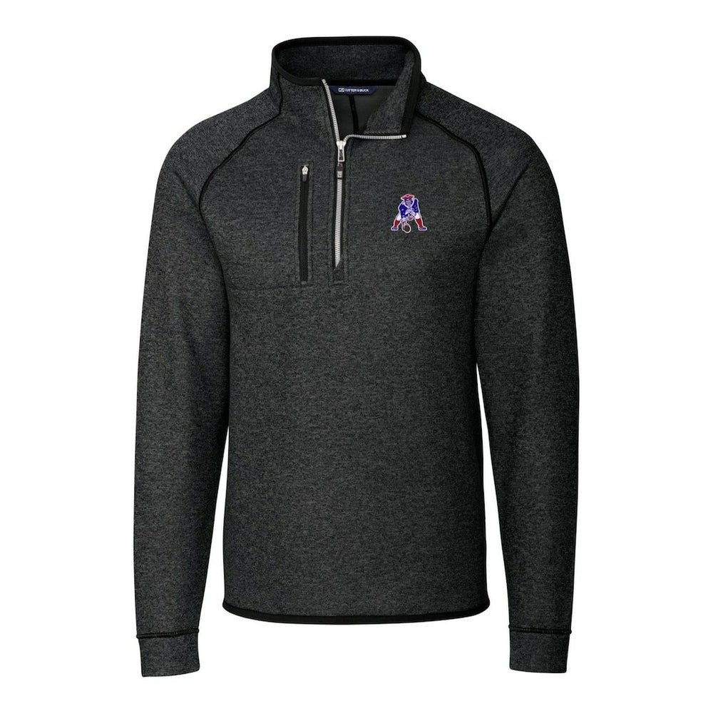 New England Patriots Cutter & Buck Throwback Logo Mainsail Sweater-Knit Half-Zip Pullover Jacket - Heather Charcoal discount