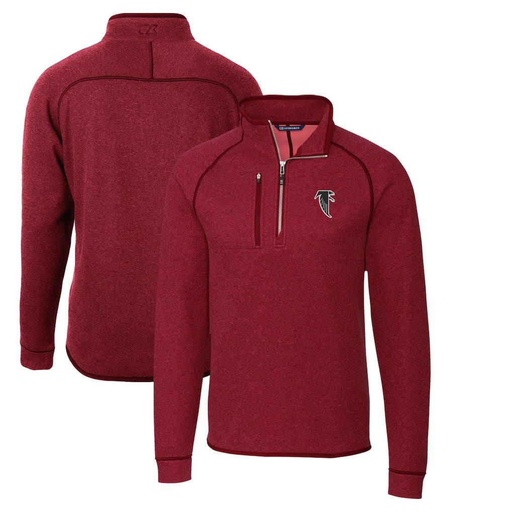 Atlanta Falcons Cutter & Buck Mainsail Sweater-Knit Half-Zip Pullover Jacket - Red for sale