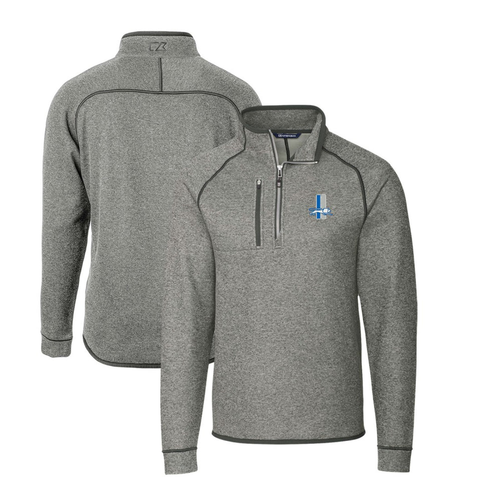 Detroit Lions Cutter & Buck Throwback Logo Mainsail Sweater-Knit Half-Zip Pullover Jacket - Heather Gray for sale