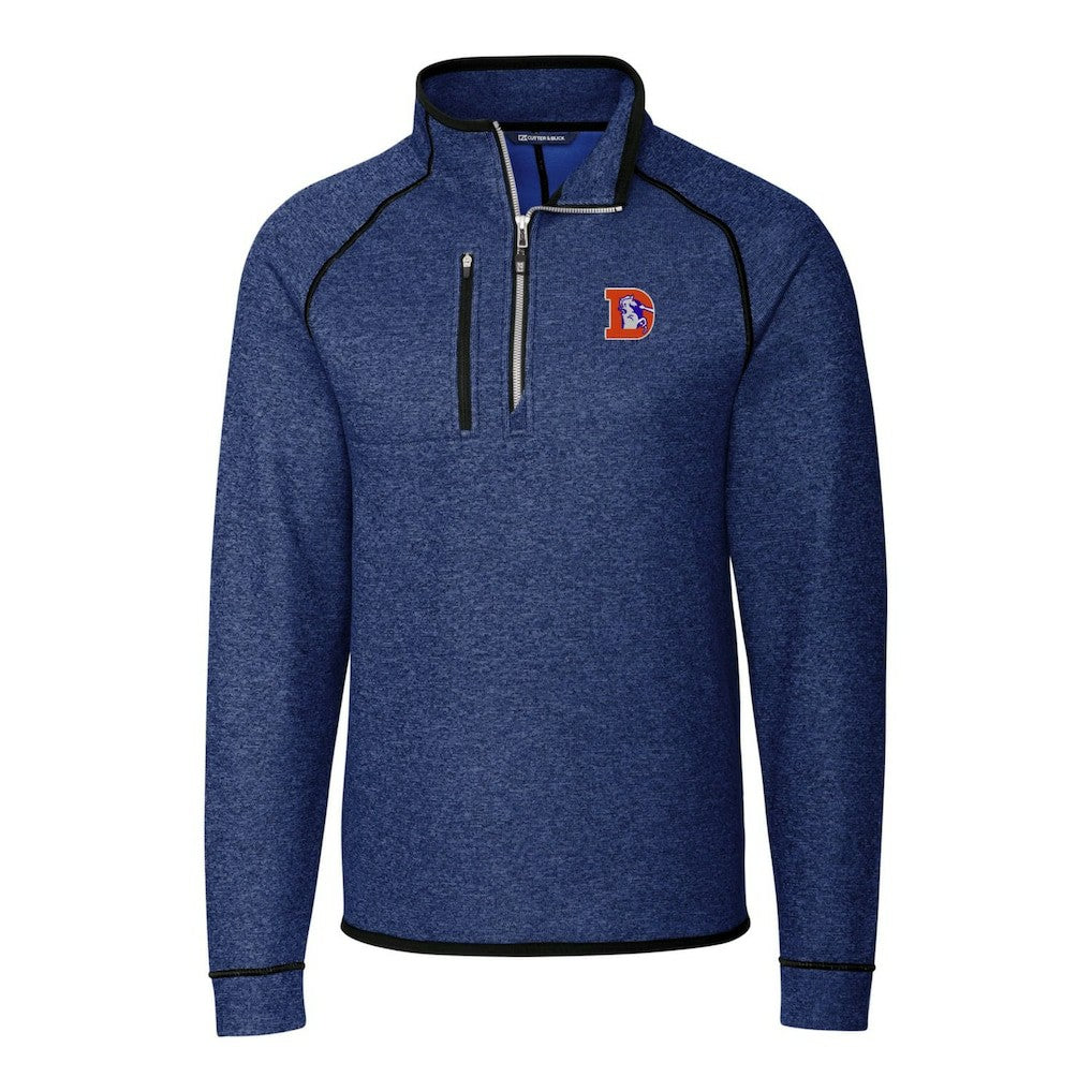 Denver Broncos Cutter & Buck Throwback Logo Mainsail Sweater-Knit Half-Zip Pullover Jacket - Heather Royal outlet