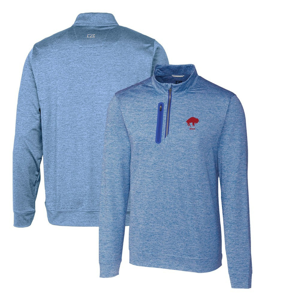 Buffalo Bills Cutter & Buck Stealth Heathered Throwback Logo Quarter-Zip Pullover Top - Royal online