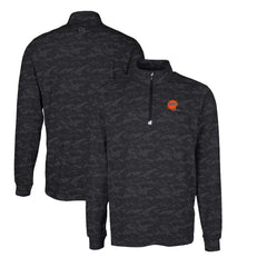 Cincinnati Bengals Cutter & Buck Throwback Logo Traverse Camo Print Stretch Quarter-Zip Pullover Top - Black outlet