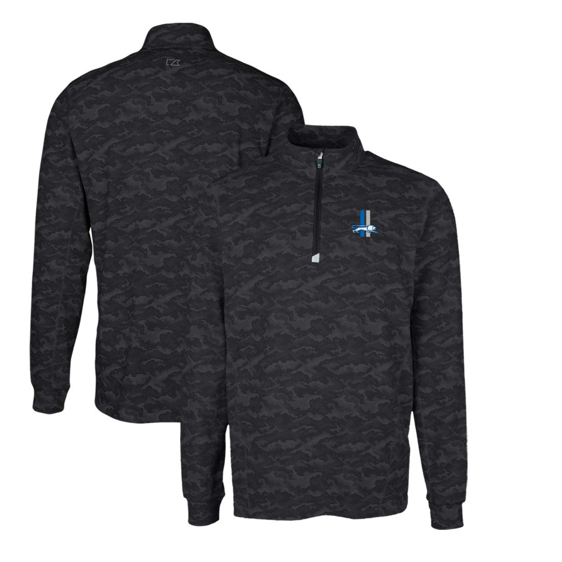 Detroit Lions Cutter & Buck Throwback Logo Traverse Camo Print Stretch Quarter-Zip Pullover Top - Black sale