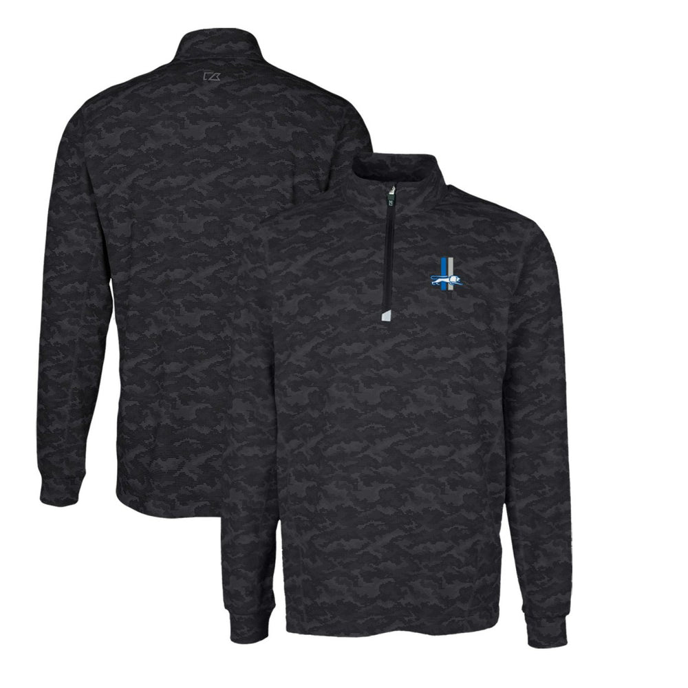 Detroit Lions Cutter & Buck Throwback Logo Traverse Camo Print Stretch Quarter-Zip Pullover Top - Black sale