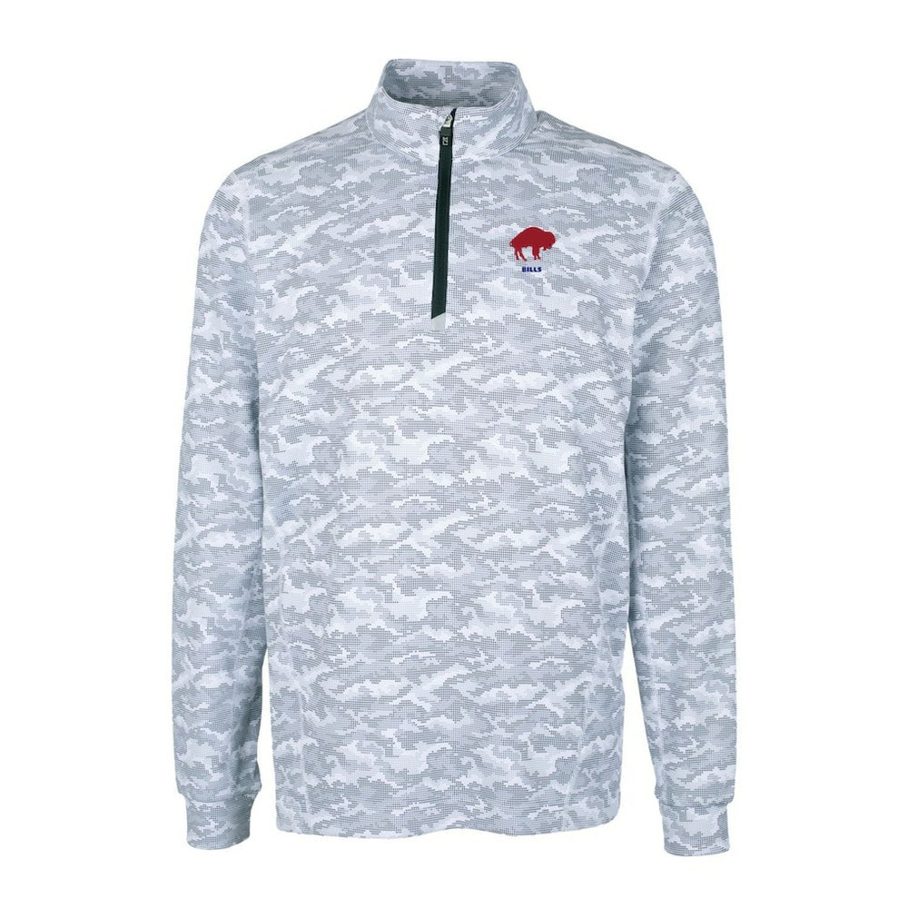 Buffalo Bills Cutter & Buck Throwback Logo Traverse Camo Print Stretch Quarter-Zip Pullover Top - Charcoal for sale