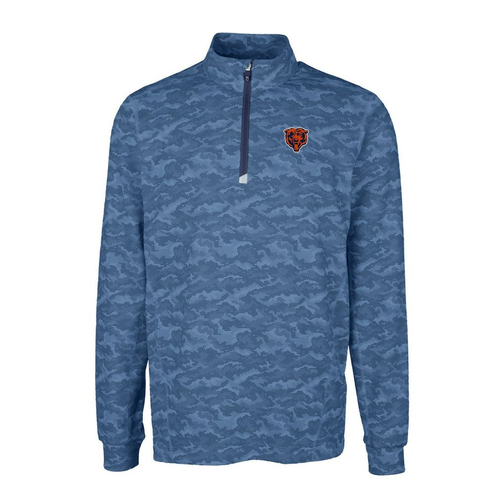 Chicago Bears Cutter & Buck Throwback Logo Traverse Camo Print Stretch Quarter-Zip Pullover Top - Navy sale