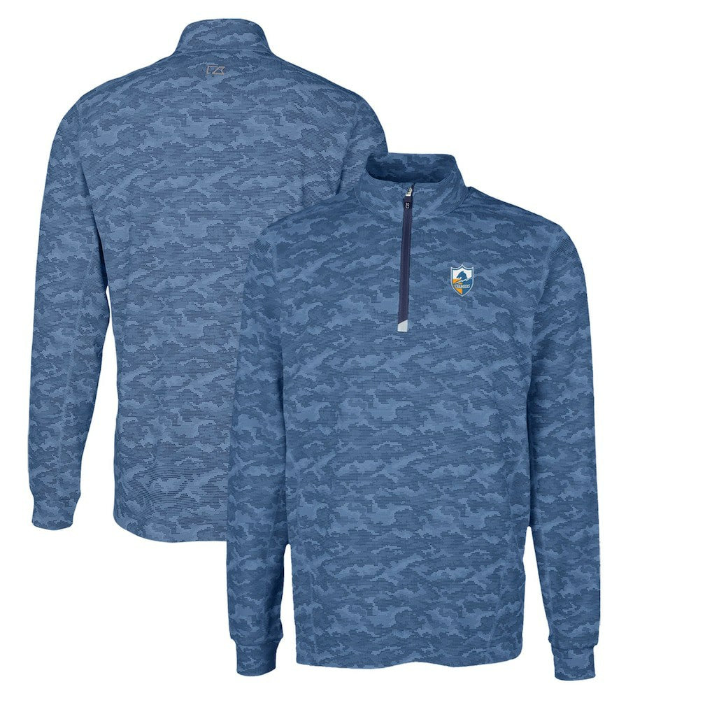 Los Angeles Chargers Cutter & Buck Throwback Logo Traverse Camo Print Stretch Quarter-Zip Pullover Top - Navy sale